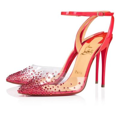 Sandale Christian Louboutin Spikaqueen 100 Pvc Sandals Dama Roz | RO51121