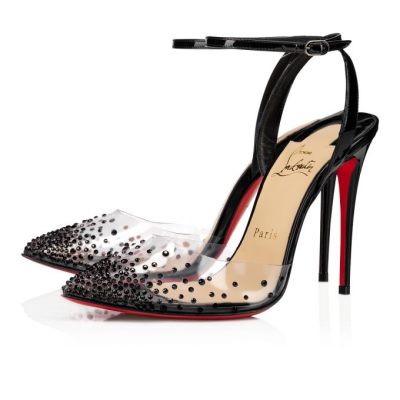 Sandale Christian Louboutin Spikaqueen 100 100 Version Pvc Sandals Dama Negrii | RO78757